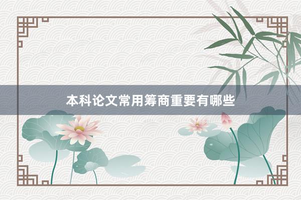 本科论文常用筹商重要有哪些